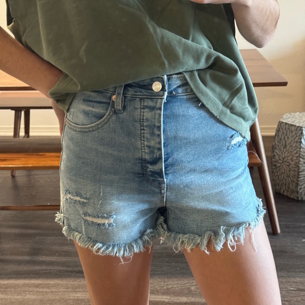 Free People Denim Frayed Hem Women Shorts